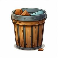 Trash Can Garbage Can 2d cartoon illustraton on white back photo