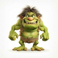 Troll 2d cartoon illustraton on white background high qual photo