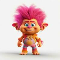 Troll doll 2d cartoon illustraton on white background high photo