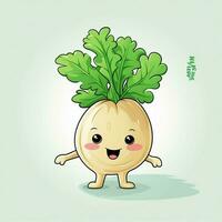 Turnips 2d vector illustration cartoon in white background photo