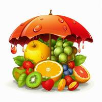 Umbrella Fruit 2d vector illustration cartoon in white bac photo