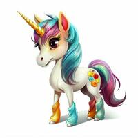 Unicorn 2d cartoon vector illustration on white background photo