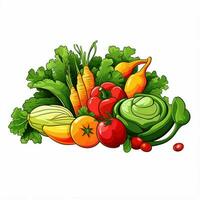 Vegetable 2d cartoon vector illustration on white backgrou photo