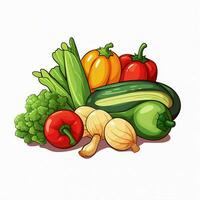 Vegetable 2d cartoon vector illustration on white backgrou photo