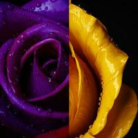 vibrant yellow vs dark purple high quality photo