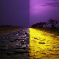 vibrant yellow vs dark purple high quality photo