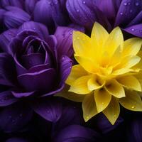 vibrant yellow vs dark purple high quality photo