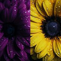 vibrant yellow vs dark purple high quality photo