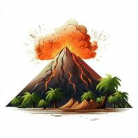 Volcano 2d cartoon vector illustration on white background photo