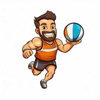 Volleyball 2d cartoon vector illustration on white backgro photo