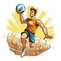 Volleyball 2d cartoon vector illustration on white backgro photo