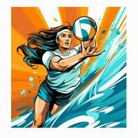 Volleyball 2d cartoon vector illustration on white backgro photo