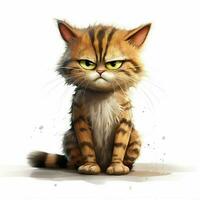 Weary Cat 2d cartoon illustraton on white background high photo