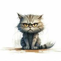 Weary Cat 2d cartoon illustraton on white background high photo