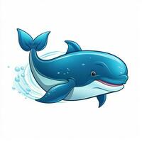 Whale 2d cartoon vector illustration on white background h photo