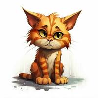 Weary Cat 2d cartoon illustraton on white background high photo