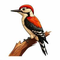 pájaro carpintero 2d dibujos animados ilustracion en blanco antecedentes alto foto