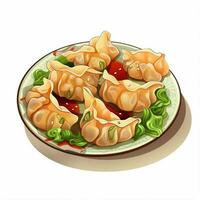 wontons 2d vector ilustración dibujos animados en blanco antecedentes foto