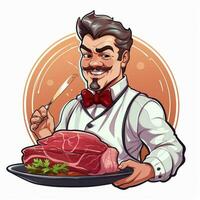 Xavier Steak 2d vector illustration cartoon in white backg photo