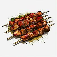 yakitori 2d vector ilustración dibujos animados en blanco fondo foto