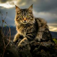 foto de gato lleno Disparo alto calidad hdr 16k ultra hd salvaje