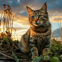 foto de gato lleno Disparo alto calidad hdr 16k ultra hd salvaje