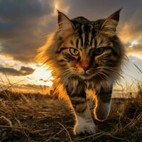 foto de gato lleno Disparo alto calidad hdr 16k ultra hd salvaje