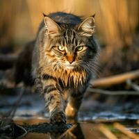 foto de gato lleno Disparo alto calidad hdr 16k ultra hd salvaje