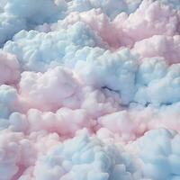 un algodón caramelo azul antecedentes con mullido nubes foto