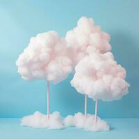 A cotton candy blue background with fluffy clouds photo