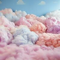 un algodón caramelo colorido antecedentes con mullido nubes foto