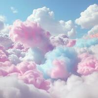 A cotton candy colourfull background with fluffy clouds photo