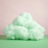 A cotton candy green background with fluffy clouds photo