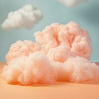 A cotton candy orange background with fluffy clouds photo