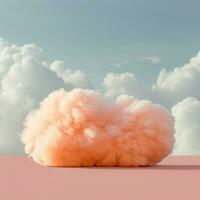 A cotton candy orange background with fluffy clouds photo