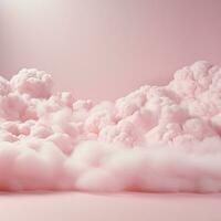 A cotton candy pink background with fluffy clouds photo