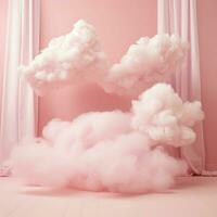 un algodón caramelo rosado antecedentes con mullido nubes foto