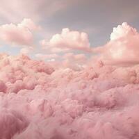 A cotton candy pink background with fluffy clouds photo