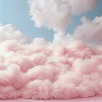 A cotton candy pink background with fluffy clouds photo