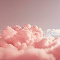 A cotton candy red background with fluffy clouds photo