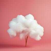 A cotton candy red background with fluffy clouds photo