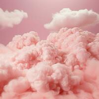 A cotton candy red background with fluffy clouds photo