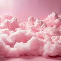 A cotton candy red background with fluffy clouds photo