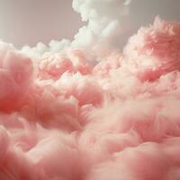 A cotton candy red background with fluffy clouds photo