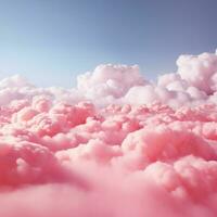 A cotton candy red background with fluffy clouds photo