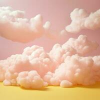 A cotton candy yellow background with fluffy clouds photo