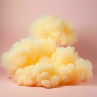 un algodón caramelo amarillo antecedentes con mullido nubes foto