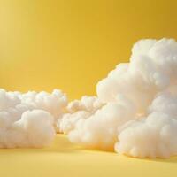 A cotton candy yellow background with fluffy clouds photo