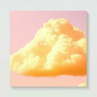 A cotton candy yellow background with fluffy clouds photo