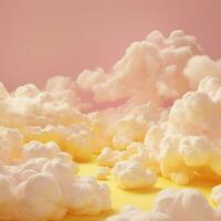 un algodón caramelo amarillo antecedentes con mullido nubes foto